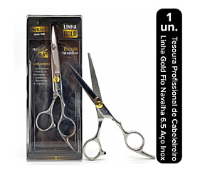 Tesoura P/ Cabelo Fio Navalha Profissional Linha Gold