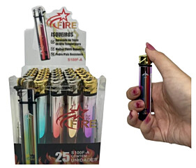 Caixa 25 Acendedor Recarregável Firestar Metal Plane