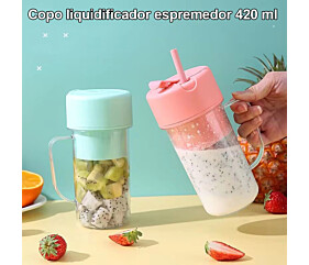 Liquidificador portátil com 6 lâminas, espremedor de frutas, copo de viagem recarregável com canudo, liquidificador