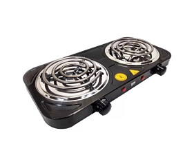 Fogareiro Eletrico 110v Cooktop Camping 2 Bocas 2000w BAK BK-FCE708-110 Preto