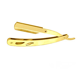 Navalha Navalhete Barbear Aço Inoxidável C/ 2 Travas Dourado